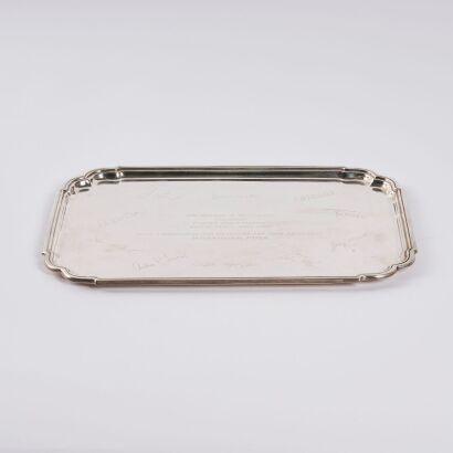 A Sir Wilson Whineray Engraved Tiffany & Co Sterling Silver Tray