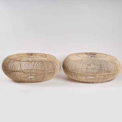 A Pair Of Close To The Land Rattan Light Shades