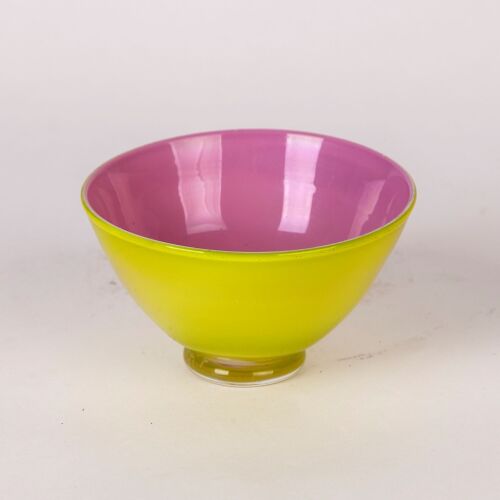 Unknown Artist - A Pink & Chartreuse Art Studio Glass Bowl