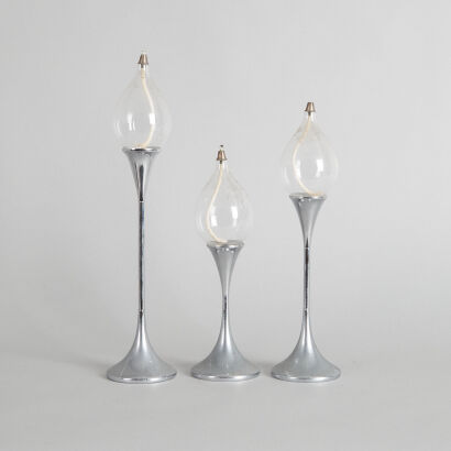 A Trio of Clear Drops Oil Lamps By Freddie Andersen