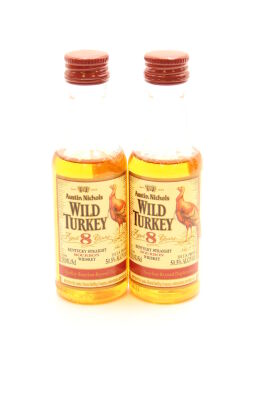 (2) Wild Turkey 8 Year Old 101 Proof Kentucky Straight Bourbon Whiskey Miniature, 50.5% ABV, 50ml