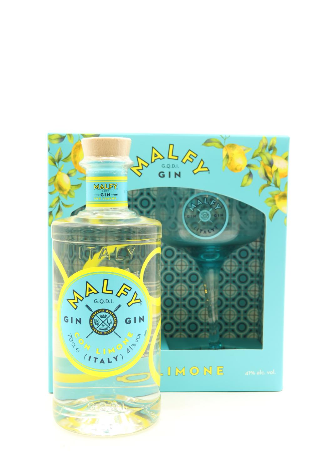 1) Malfy Con Limone Gin, 41% (GB) Gin ABV a With Glass