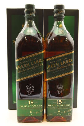 (2) Johnnie Walker Green Label 15 Year Old Blended Malt Scotch Whisky, 43% ABV