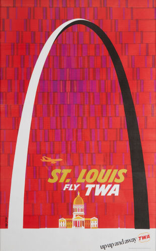 An Original St. Louis Trans World Airline Lithographic Poster by David Klien
