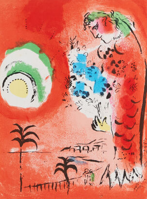 A Lithograph by Marc Chagall titled 'The Bay of Angels'