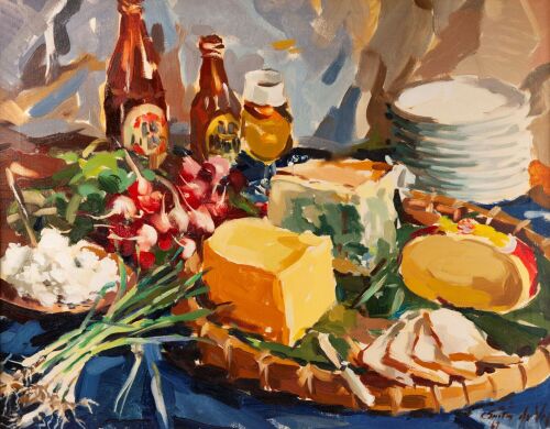 GASTON DE VEL Still Life with Cheese