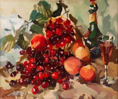 GASTON DE VEL Basket of Cherries