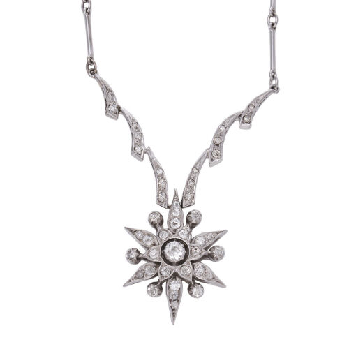 14ct Vintage Lavalier Diamond Necklace
