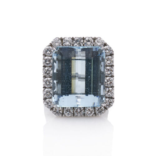 An Important 18ct Aquamarine and Diamond Ring