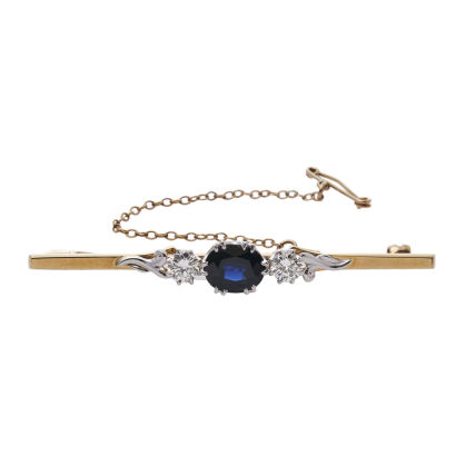 18ct Vintage Sapphire and Diamond Bar Brooch