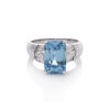 Platinum Blue Zircon and Diamond Ring