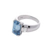 Platinum Blue Zircon and Diamond Ring - 2