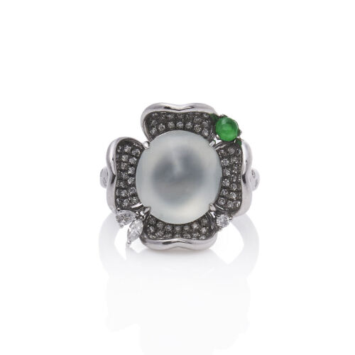 18ct Jade and Diamond Ring