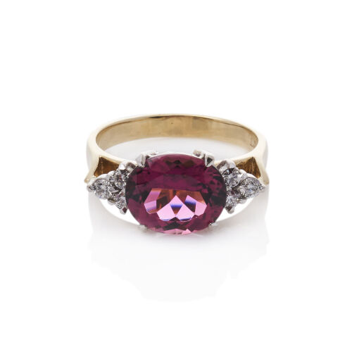 18ct Pink Topaz and Diamond Ring