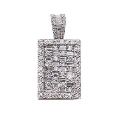 18ct Rectangular Diamond Pendant. 2.57 carats total diamond weight