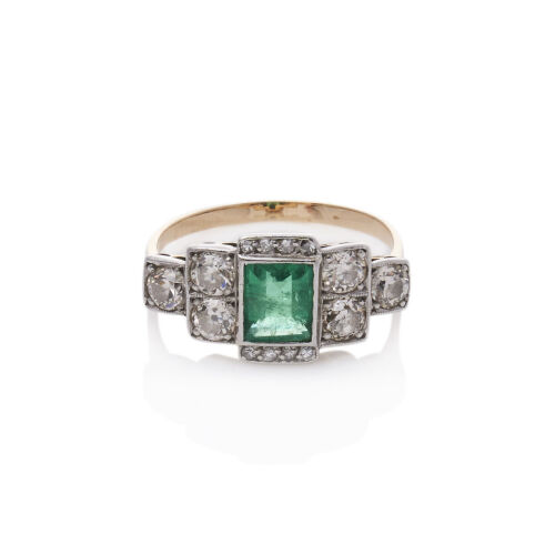 18ct Estate Emerald and Diamond Ring