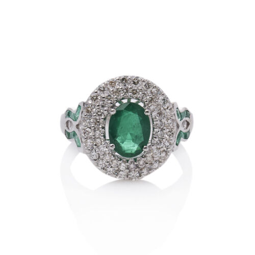 18ct Emerald and Diamond Ring