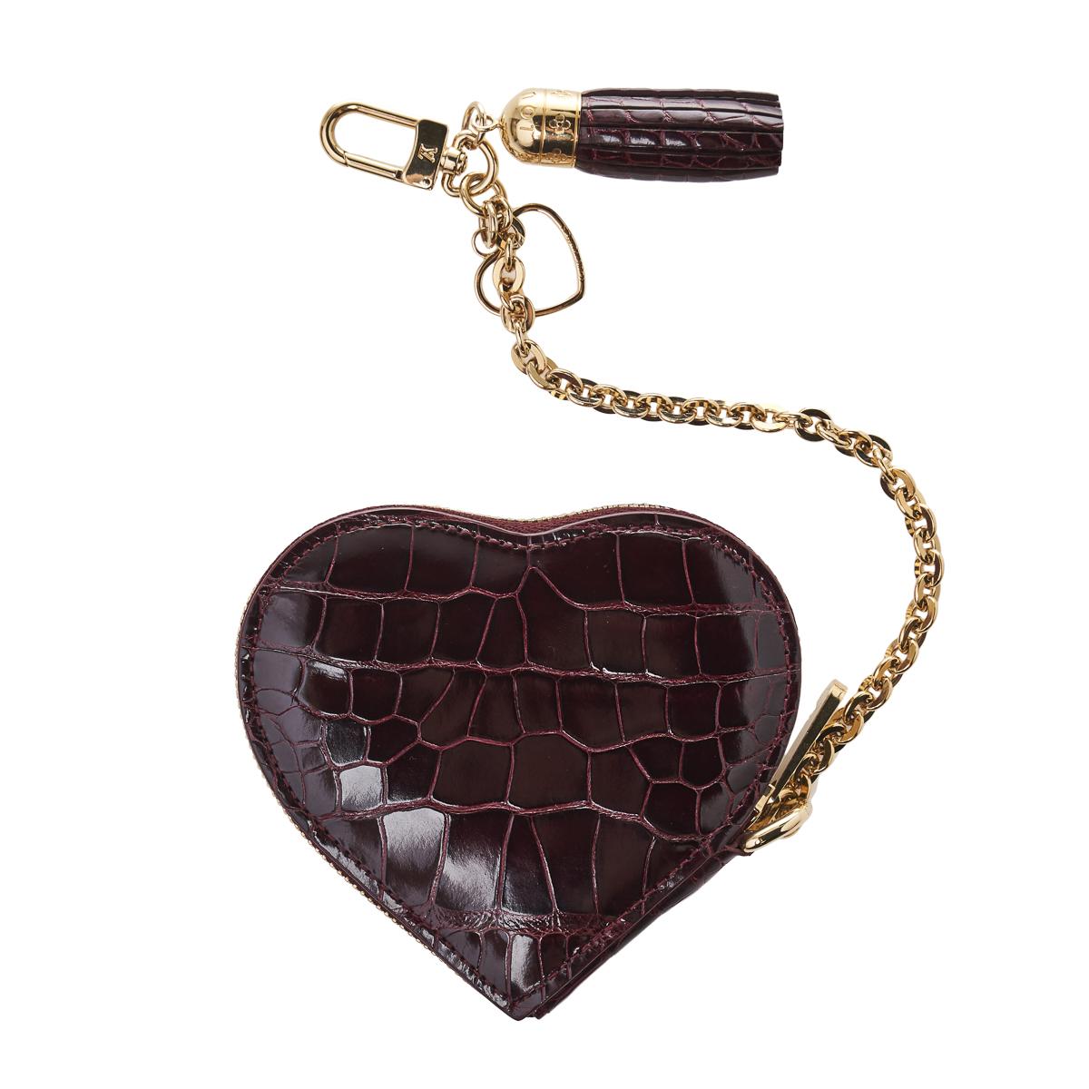 Louis Vuitton Burgundy Crocodile Heart Coin Purse