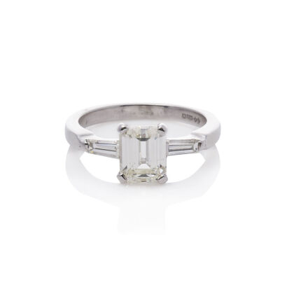 Platinum Emerald cut Diamond Ring