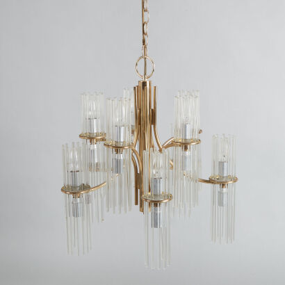 A Gaetano Sciolari Glass Rod Chandelier
