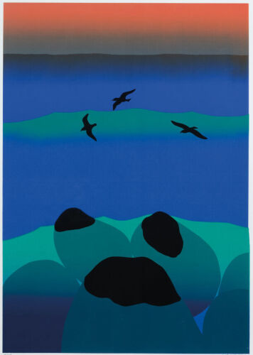 MICHEAL SMITHER Three Dark Gulls, Three Dark Rocks