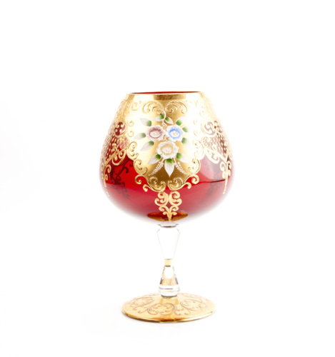 A Large Red Painted Venetian Goblet