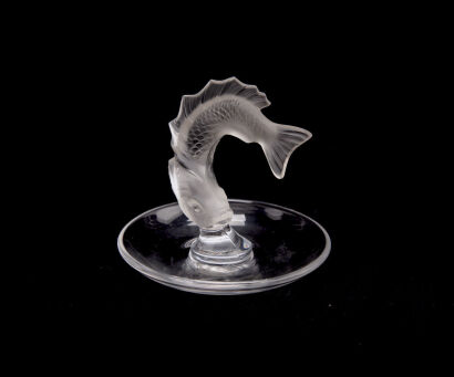 A Lalique Crystal Leaping Fish Trinket Dish