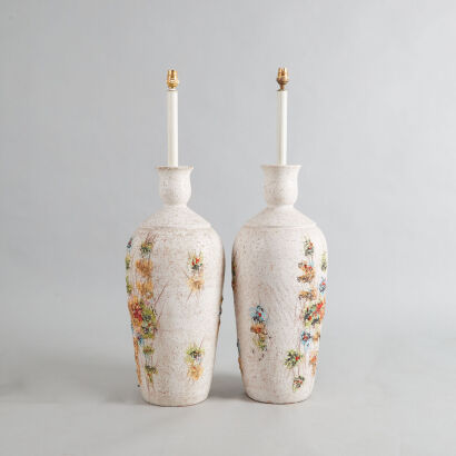 A Pair of Large Aldo Londi for Bitossi Abstract Garden Line Lamps