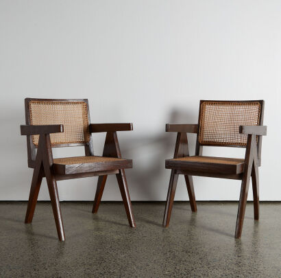 A Pair of Pierre Jeanneret King Office Chairs