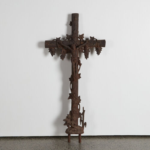 A Large French Iron Antique Crucifix