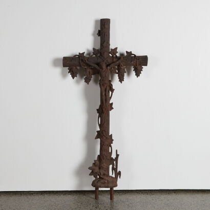 A Large French Iron Antique Crucifix