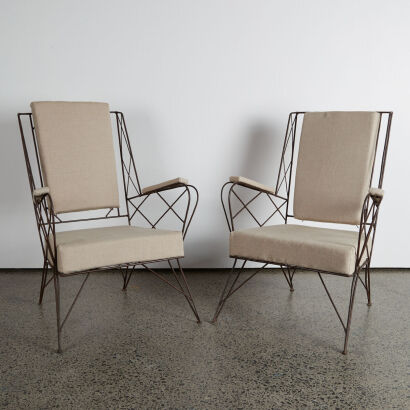 A Pair of Wire Framed French Outdoor Chairs