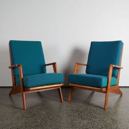 A Pair of Hans Wegner Style Plank Chairs