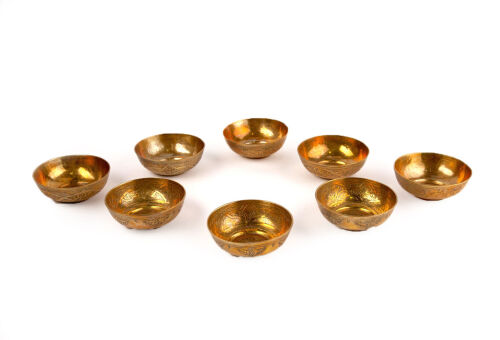 A Set of Seven Brass Middle-Eastern Finger Bowls