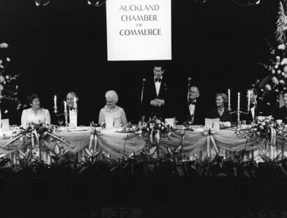 Prince Charles addressing the Auckland Chamber of Commerce