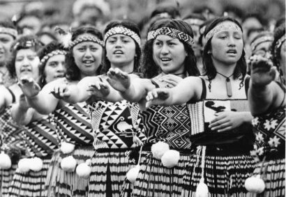 Māori performers Sing a Song of welcome to the Queen in Wellington