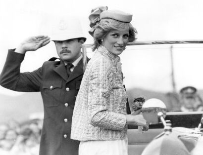 Princess Diana looks toward crowd at Wainuiomata