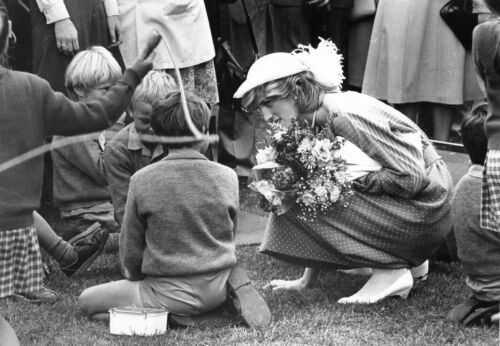 Princess Diana talks to Schoolboys