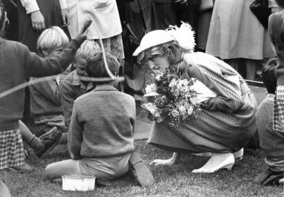 Princess Diana talks to Schoolboys