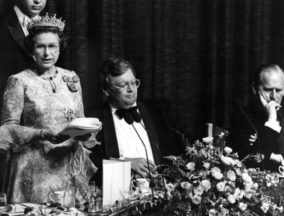 The Queen at a dinner banquet
