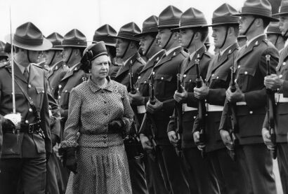 The Queen inspects the Guard of Honor at Linton Camp