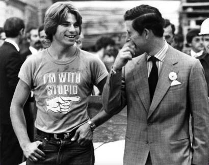 Prince Charles with "I'm with Stupid" T-Shirt