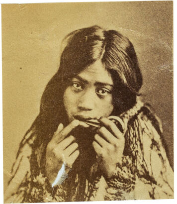 FOY BROS, THAMES Portrait of Matira of the Hauraki tribes playing Jews harp