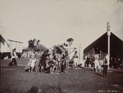 W. H. T. PARTINGTON, WHANGANUI After the Haka - Kapa haka practice at Putiki for the hui held at Rotorua to welcome the Duke and Duchess of Cornwall and York to NZ, 1901