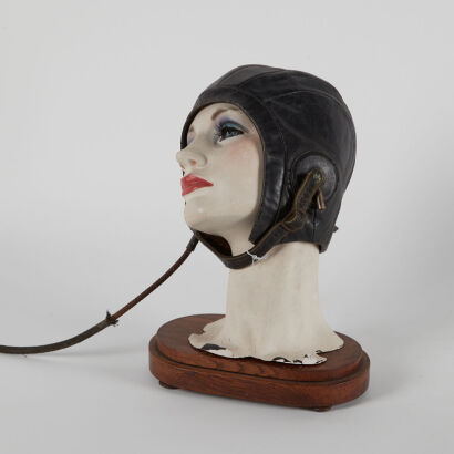 A Vintage Mannequin With A Bevege Hi-Speed Flight Helmet