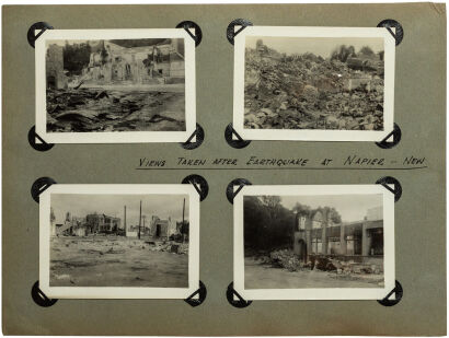 UNKNOWN PHOTOGRAPHER Ten photograph album images of views taken after the Earthquake at Napier, New Zealand, Feb 3rd, 1931