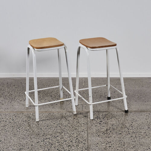 A Pair Of White Science Stools