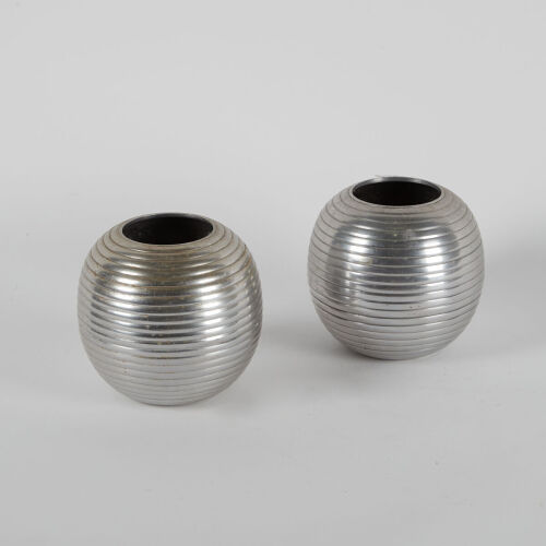 A Pair Of Pewter Vases