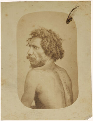 UNKNOWN PHOTOGRAPHER Portrait of an Aboriginal man with scarification marks on back