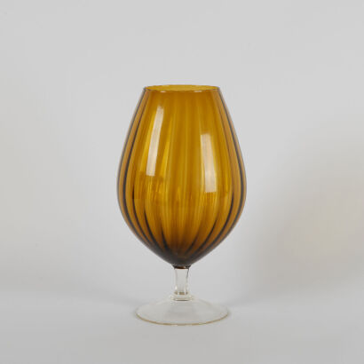 A Large Bohemian Green Glass Goblet